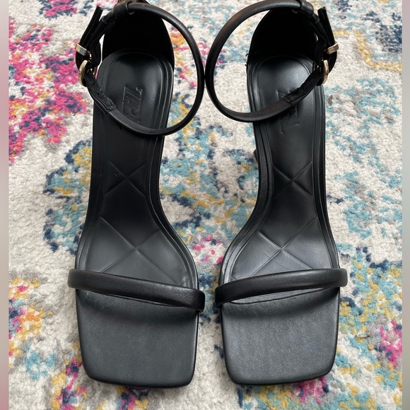 Zara Leather High Heel Sandals - Picture 9 of 11